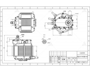 Креслення електродвигуна QS motor 72v12000w з редуктором і графік випробувань