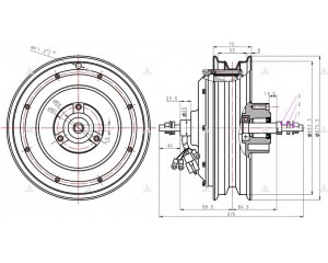 Креслення мотор колеса QS motor 60v3000w з ободом 10