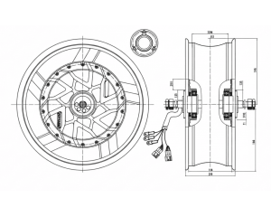 Креслення мотор колеса QS motor 72v-96v10000w в легко-сплавному ободі 17``