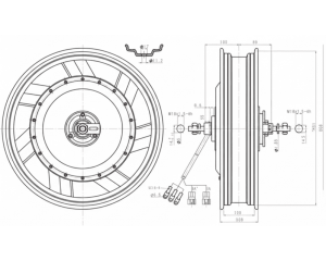 Креслення мотор колеса QS motor 72v-96v8000w в легко-сплавному ободі 17``