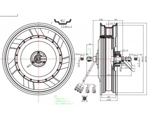Креслення мотор колеса QS motor 72v-96v8000w в легко-сплавному ободі 17``