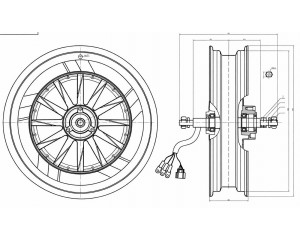 Креслення мотор колеса QS motor 72v-96v3000w в легко-сплавному ободі 16``