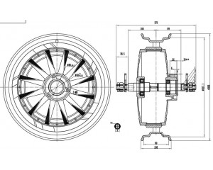Креслення мотор колеса QS motor 72v-96v2000w в легко-сплавному ободі 14``